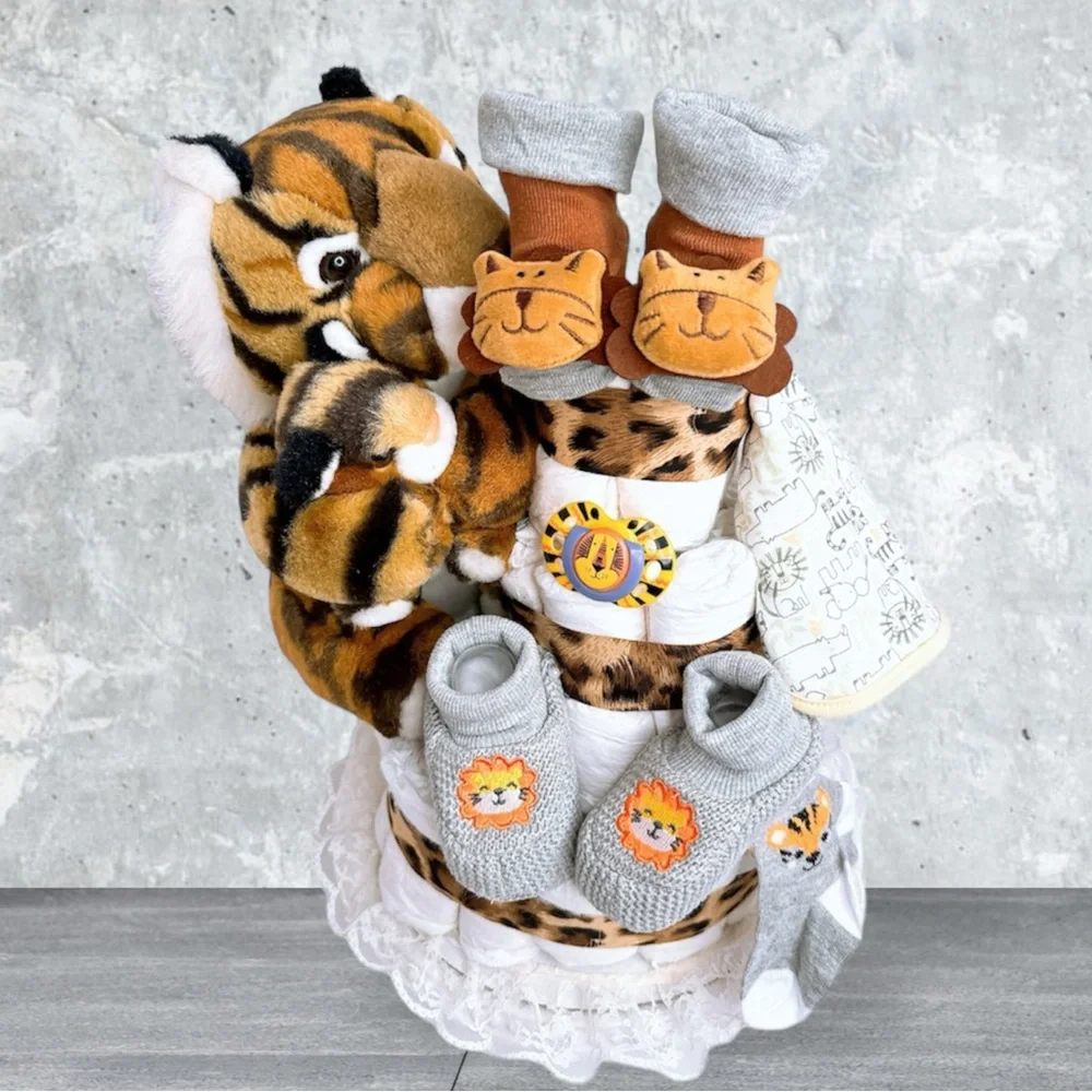 Tiger Diaper Cake, Safari Baby Shower